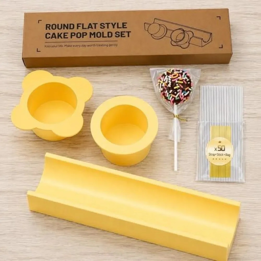 Cake Pop Mold Set Round Flat Style Kit w/ Sticks Bags BPA Free Baking Tool